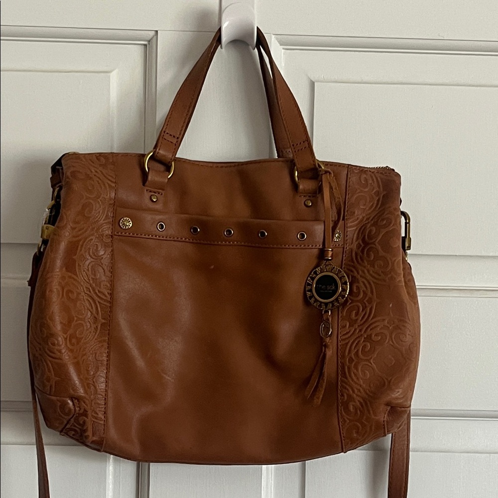 The Sak Collective Brown Leather Satchel Bag With Crossbody Strap
